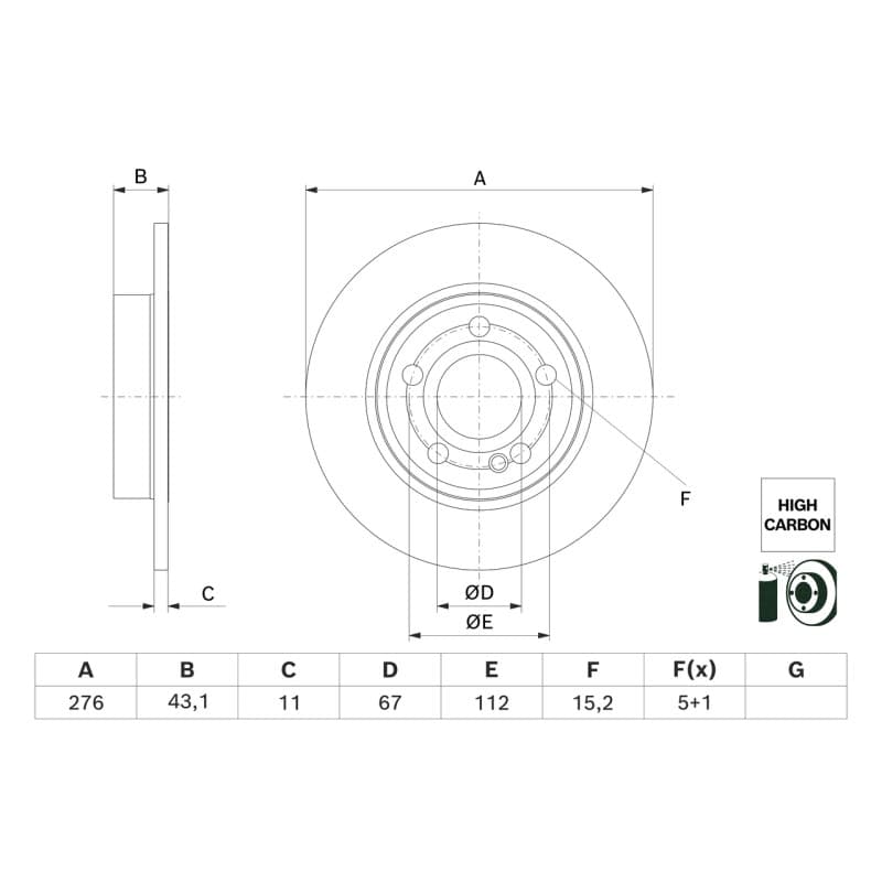 BOSCH 0 986 479 H60 stabdžių diskas