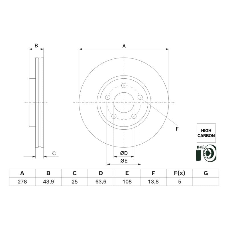 BOSCH 0 986 479 H66 stabdžių diskas