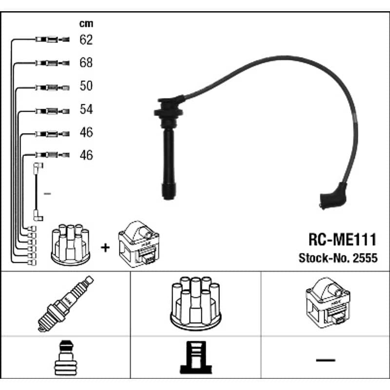 NGK 2555 uždegimo laido komplektas 2555 RC-ME111