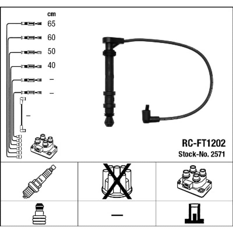 NGK 2571 uždegimo laido komplektas 2571 RC-FT1202
