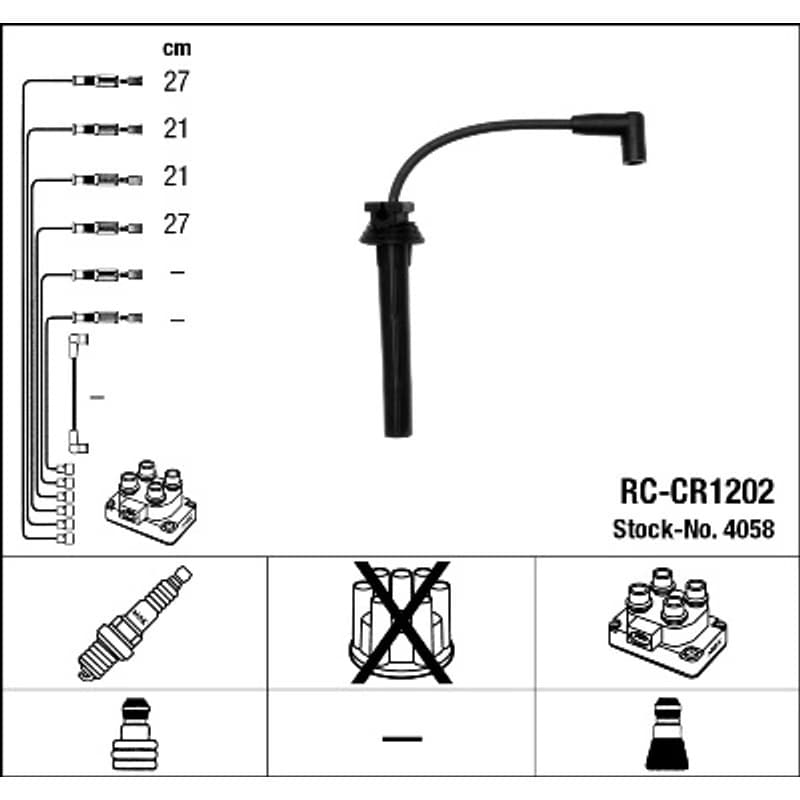 NGK 4058 uždegimo laido komplektas 4058 RC-CR1202