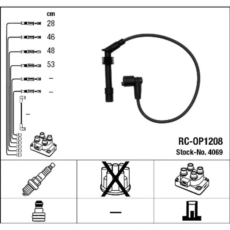 NGK 4069 uždegimo laido komplektas 4069 RC-OP1208