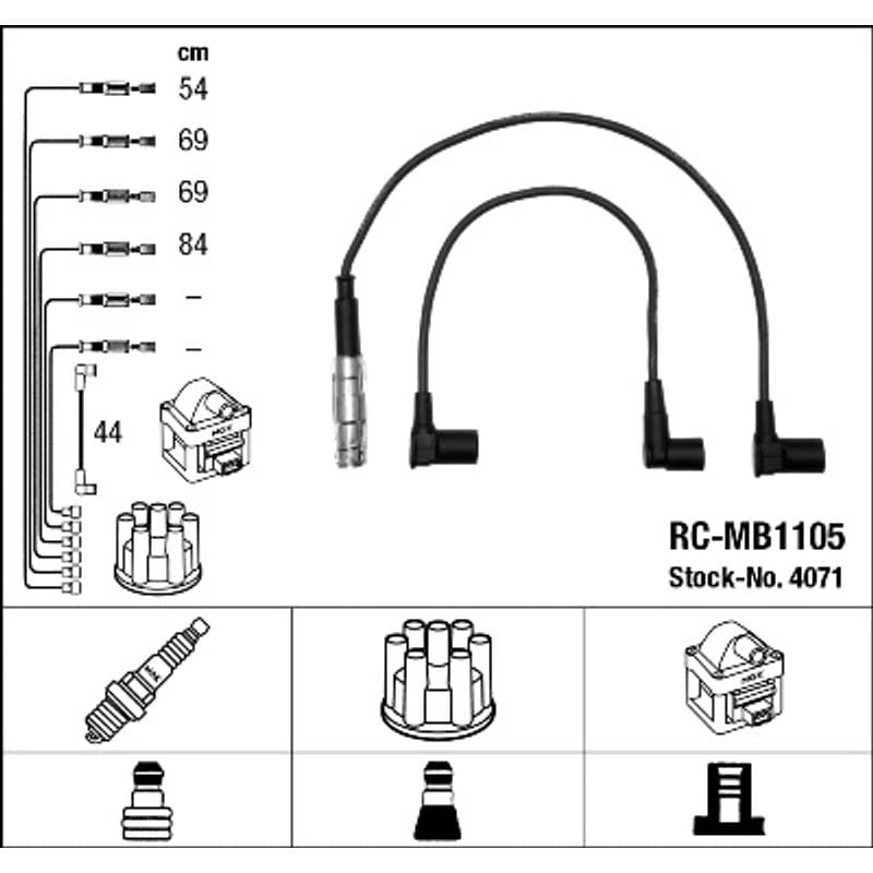 NGK 4071 uždegimo laido komplektas 4071 RC-MB1105