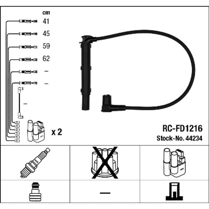 NGK uždegimo laido komplektas 44234 RC-FD1216