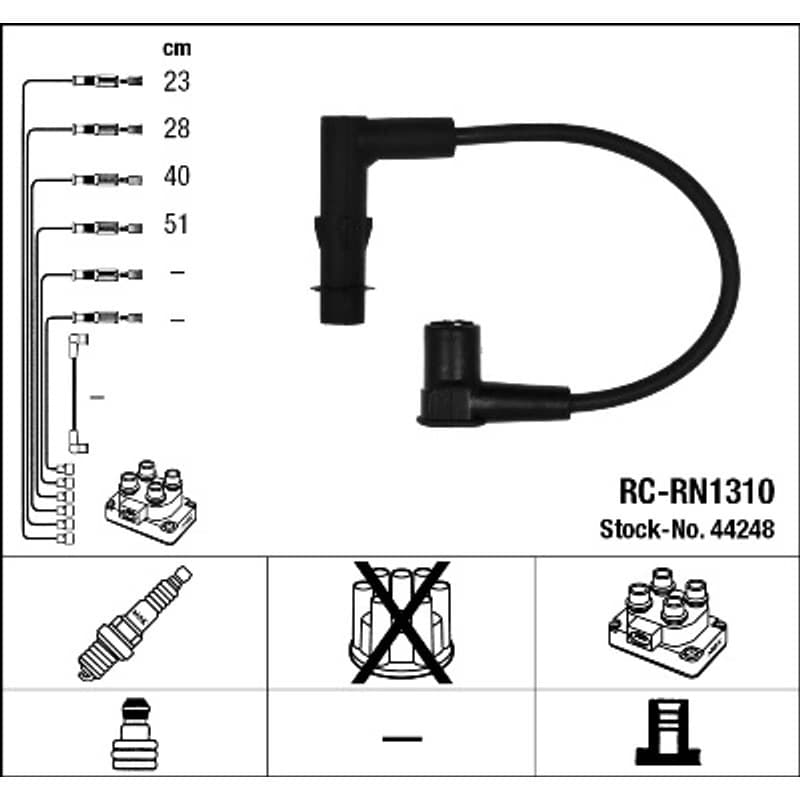 NGK uždegimo laido komplektas 44248 RC-RN1310