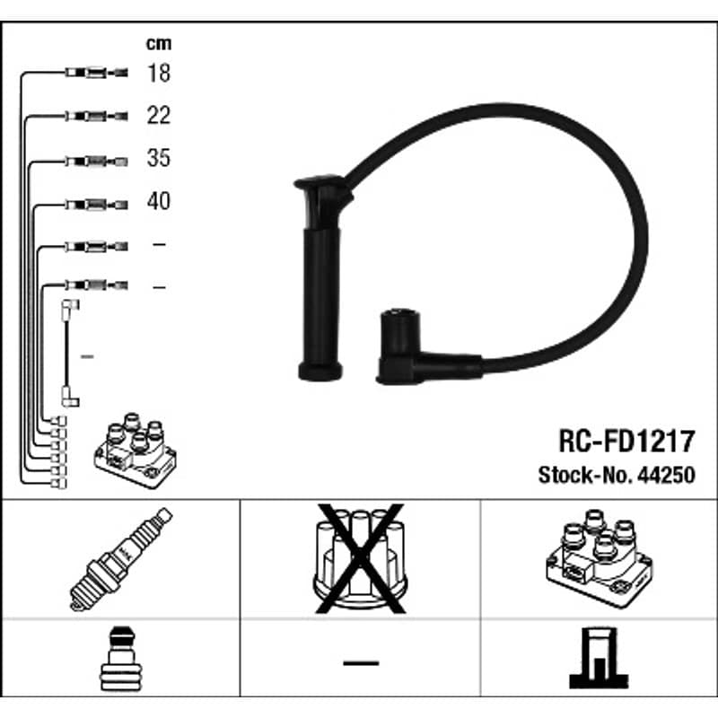 NGK uždegimo laido komplektas 44250 RC-FD1217
