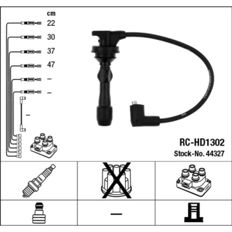 NGK uždegimo laido komplektas 44327 RC-HD1302