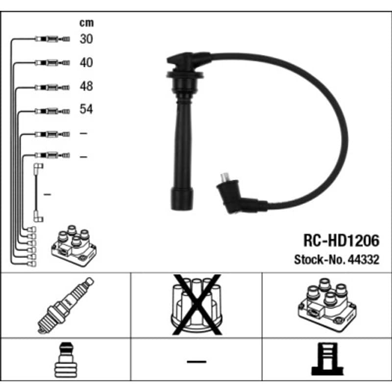 NGK uždegimo laido komplektas 44332 RC-HD1206