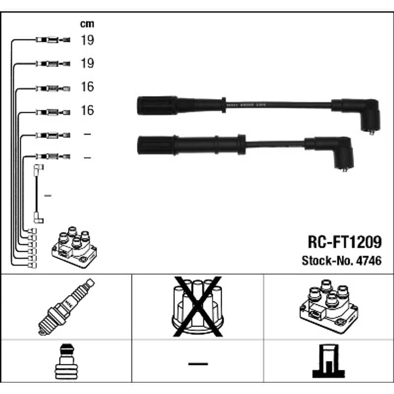 NGK 4746 uždegimo laido komplektas 4746 RC-FT1209