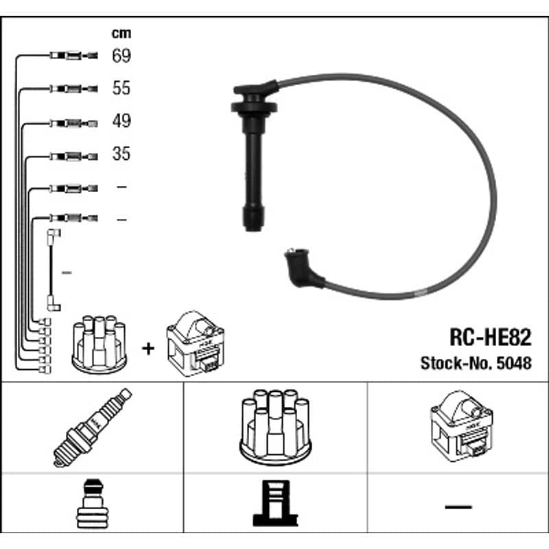 NGK 5048 uždegimo laido komplektas 5048 RC-HE82