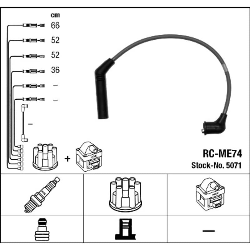 NGK 5071 uždegimo laido komplektas 5071 RC-ME74