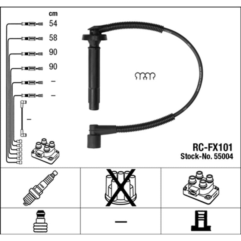 NGK uždegimo laido komplektas 55004 RC-FX101