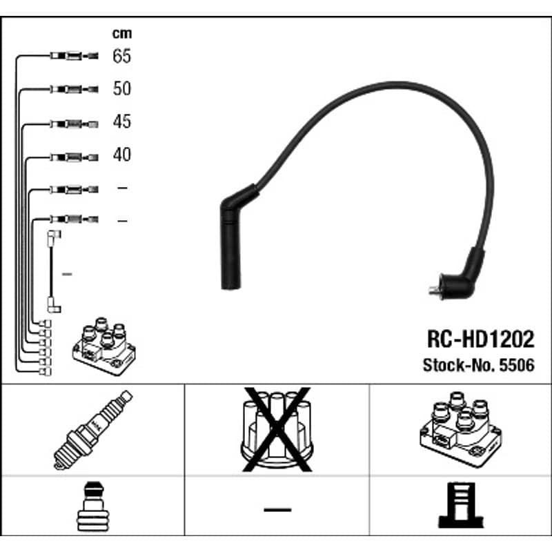NGK 5506 uždegimo laido komplektas 5506 RC-HD1202