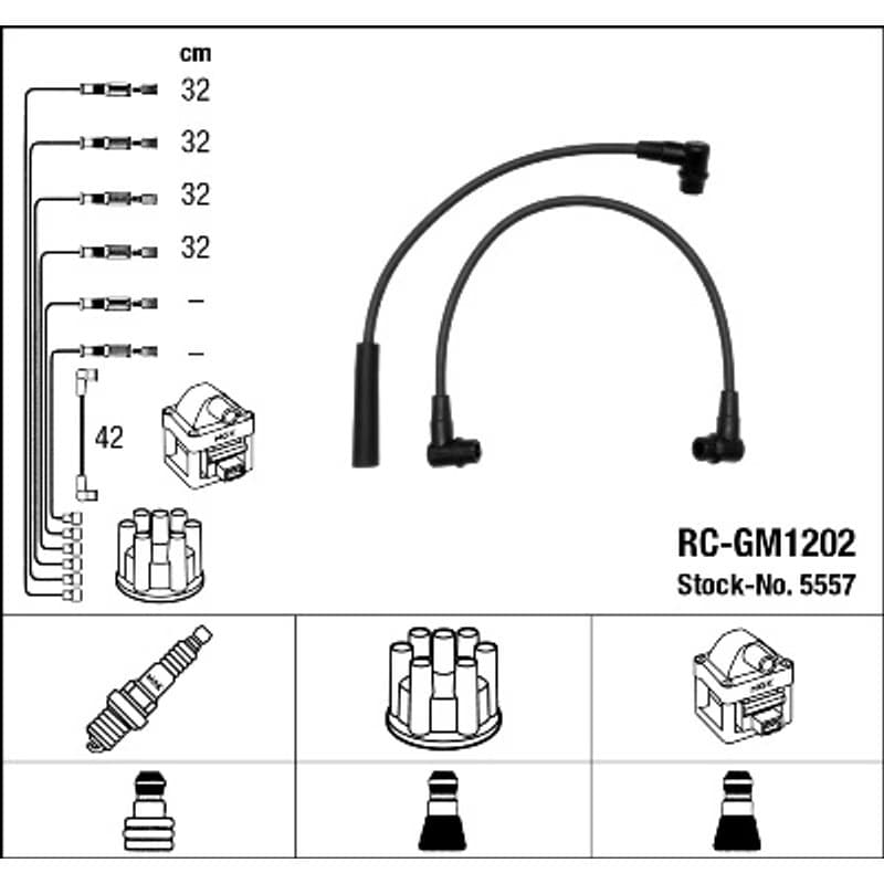 NGK 5557 uždegimo laido komplektas 5557 RC-GM1202
