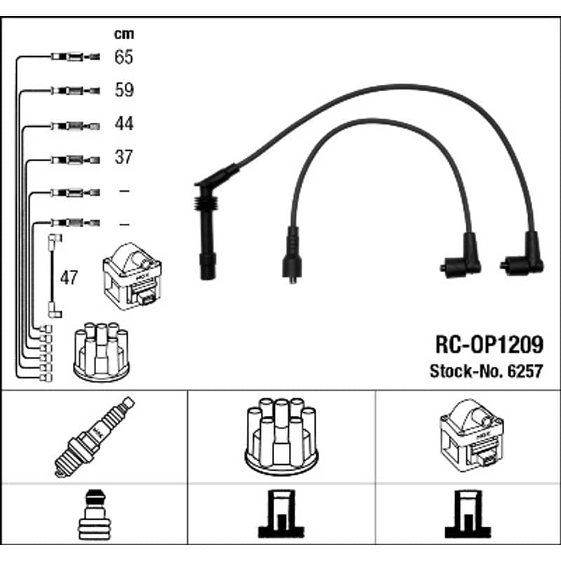 NGK 6257 uždegimo laido komplektas 6257 RC-OP1209