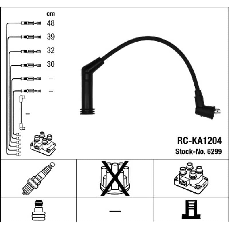 NGK 6299 uždegimo laido komplektas 6299 RC-KA1204