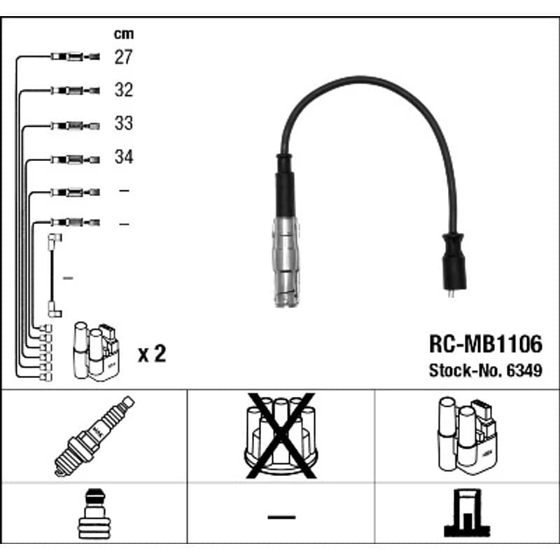 NGK 6349 uždegimo laido komplektas 6349 RC-MB1106
