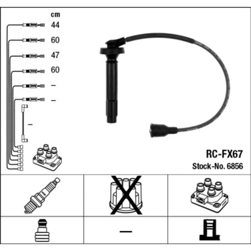 NGK 6856 uždegimo laido komplektas 6856 RC-FX67