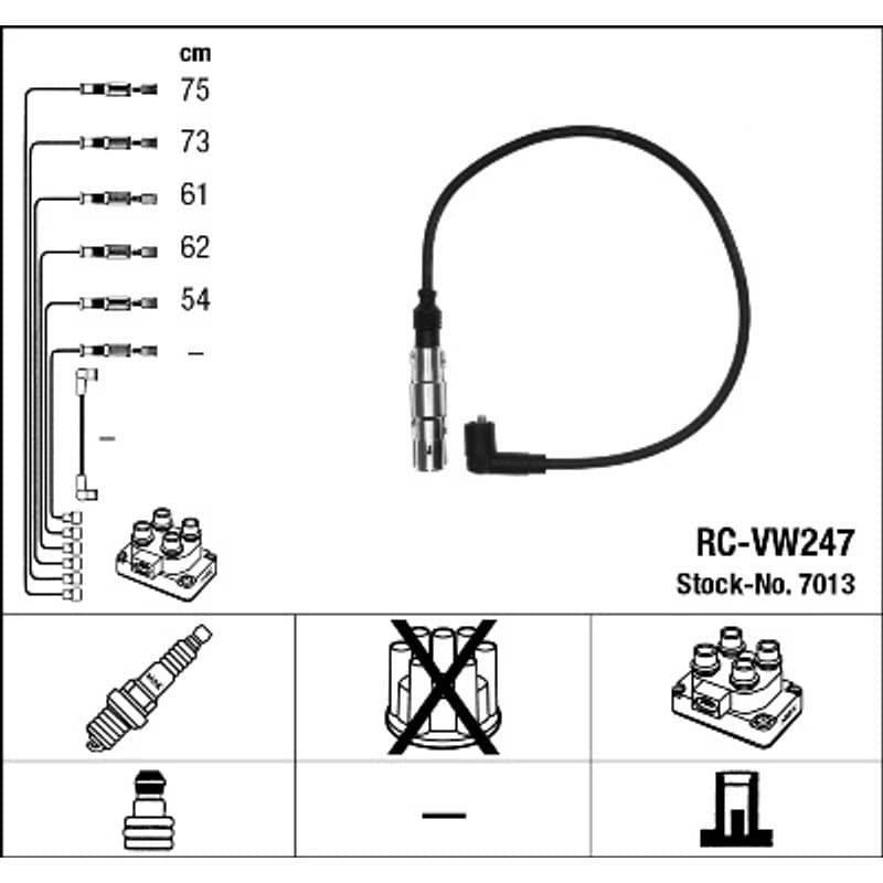 NGK 7013 uždegimo laido komplektas 7013 RC-VW247