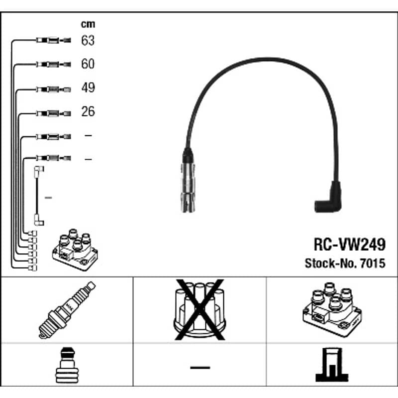 NGK 7015 uždegimo laido komplektas 7015 RC-VW249