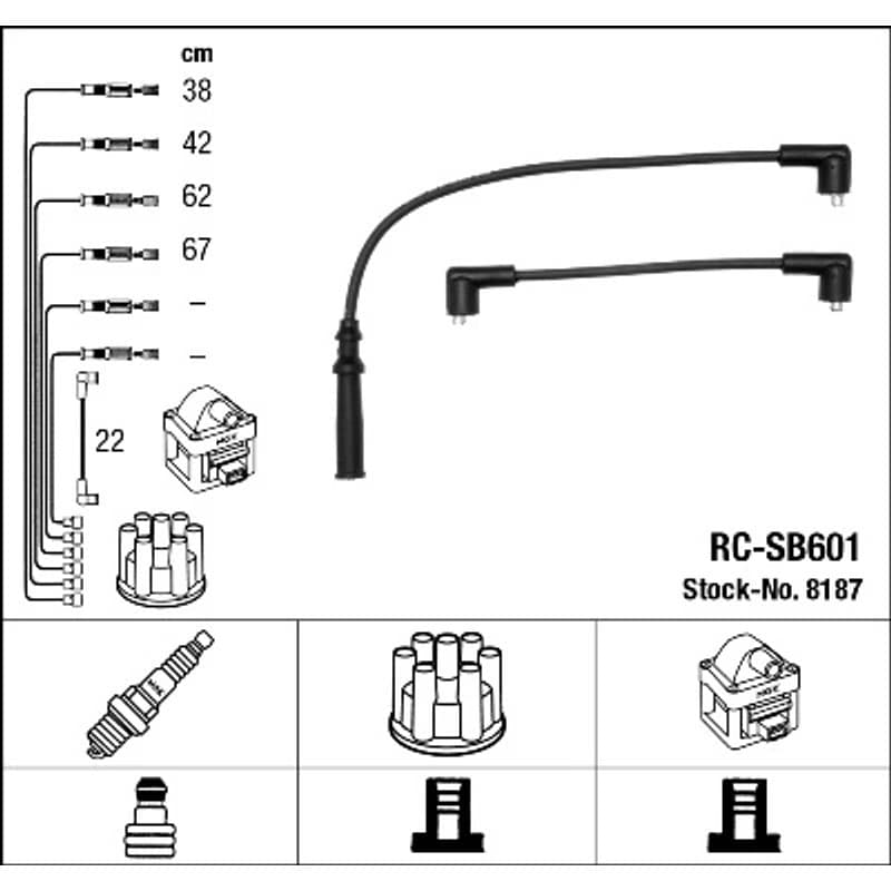 NGK 8187 uždegimo laido komplektas 8187 RC-SB601