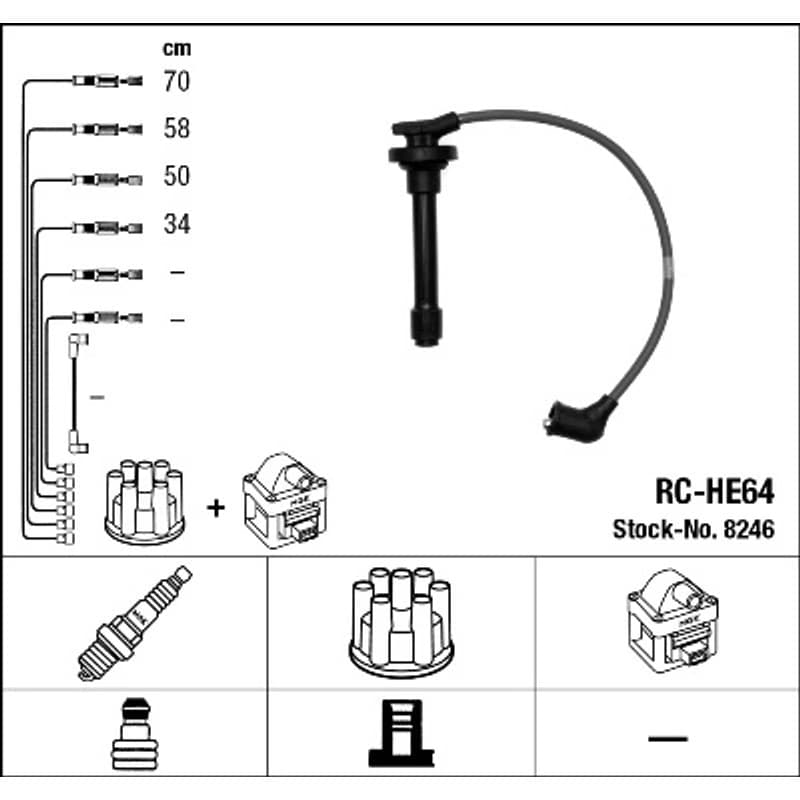 NGK 8246 uždegimo laido komplektas 8246 RC-HE64