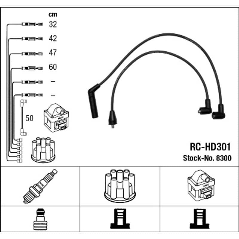 NGK 8300 uždegimo laido komplektas 8300 RC-HD301