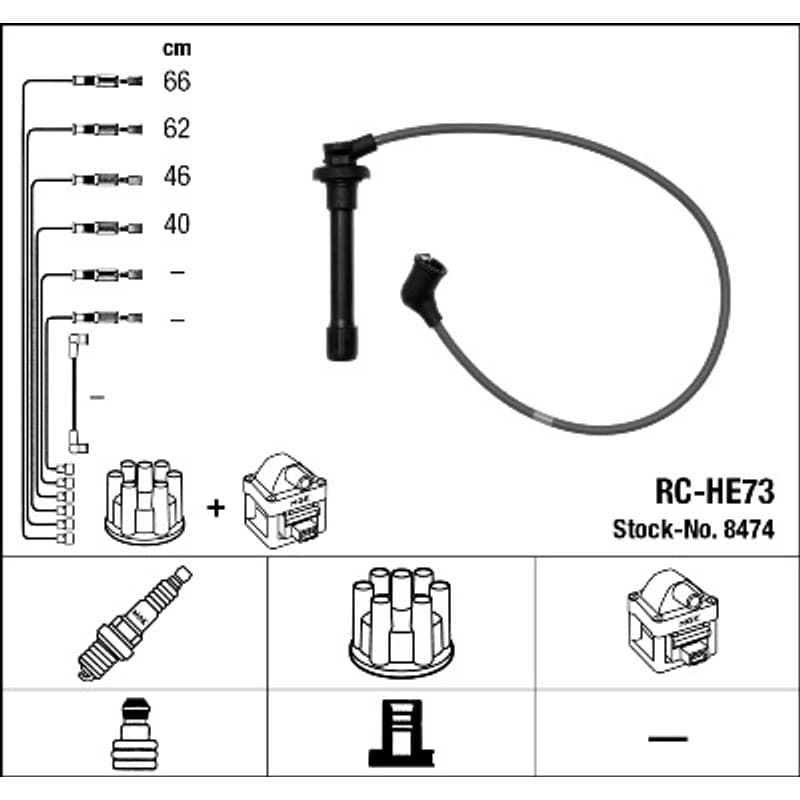 NGK 8474 uždegimo laido komplektas 8474 RC-HE73