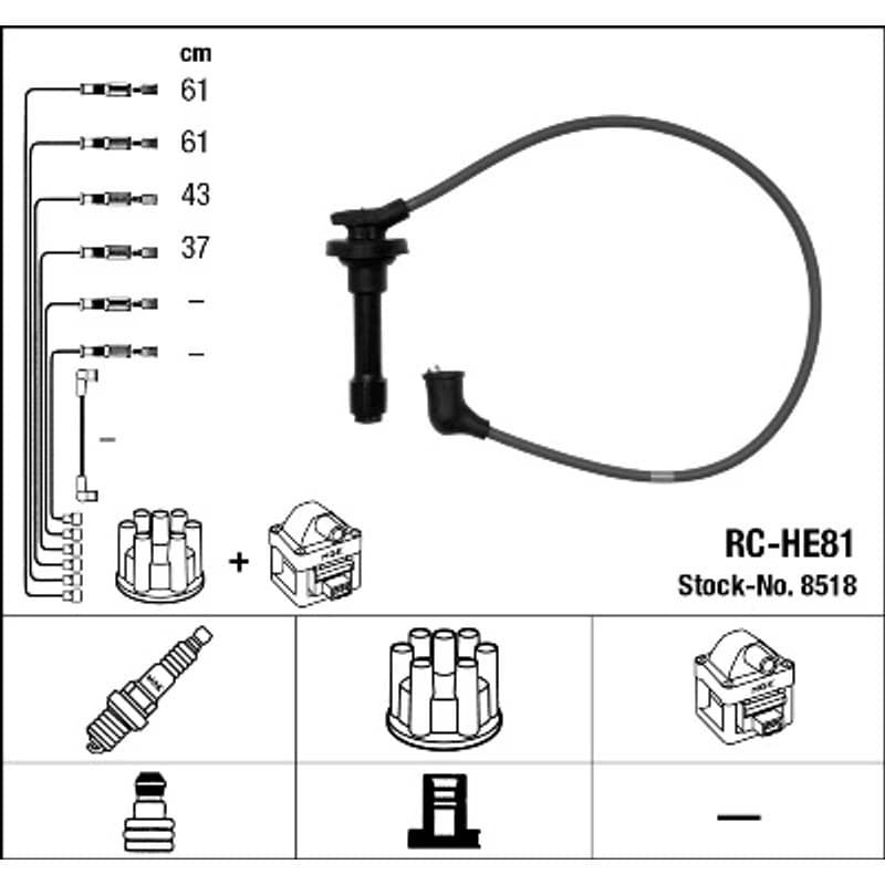 NGK 8518 uždegimo laido komplektas 8518 RC-HE81