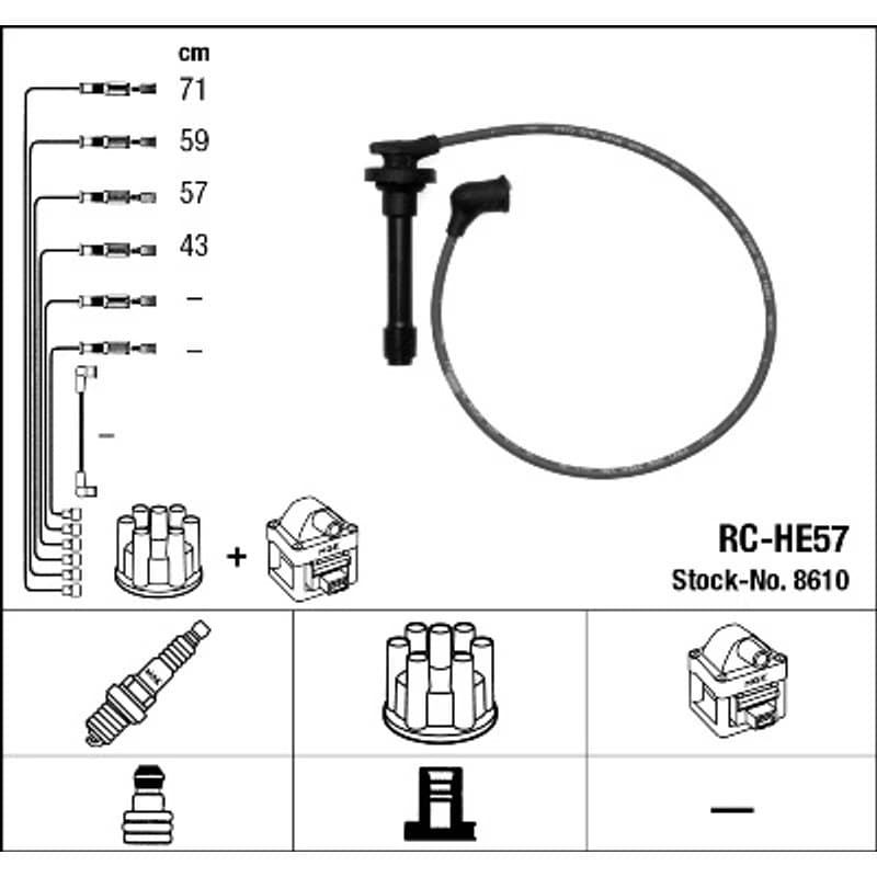 NGK 8610 uždegimo laido komplektas 8610 RC-HE57