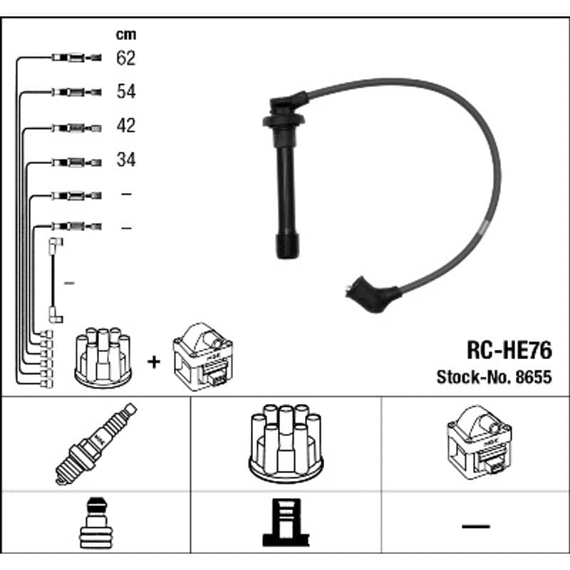 NGK 8655 uždegimo laido komplektas 8655 RC-HE76
