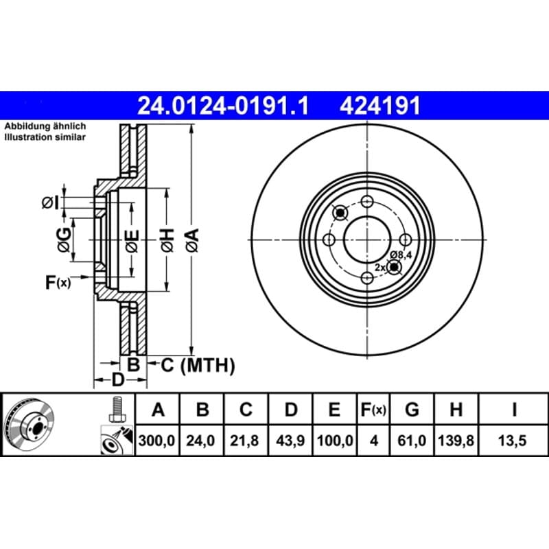 ATE stabdžių diskas 24.0124-0191.1