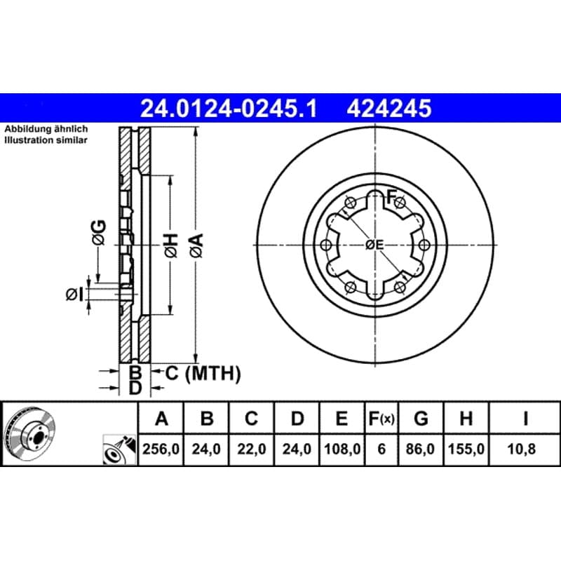 ATE stabdžių diskas 24.0124-0245.1