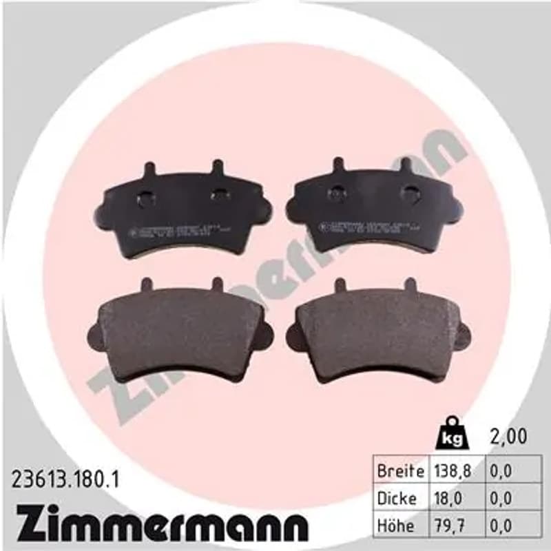 ZIMMERMANN 23613.180.1 stabdžių trinkelių rinkinys, diskinis stabdys