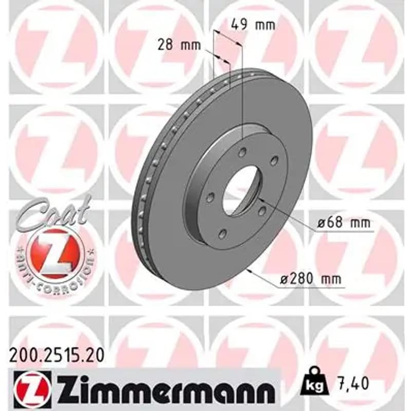 ZIMMERMANN stabdžių diskas 200-2515-20