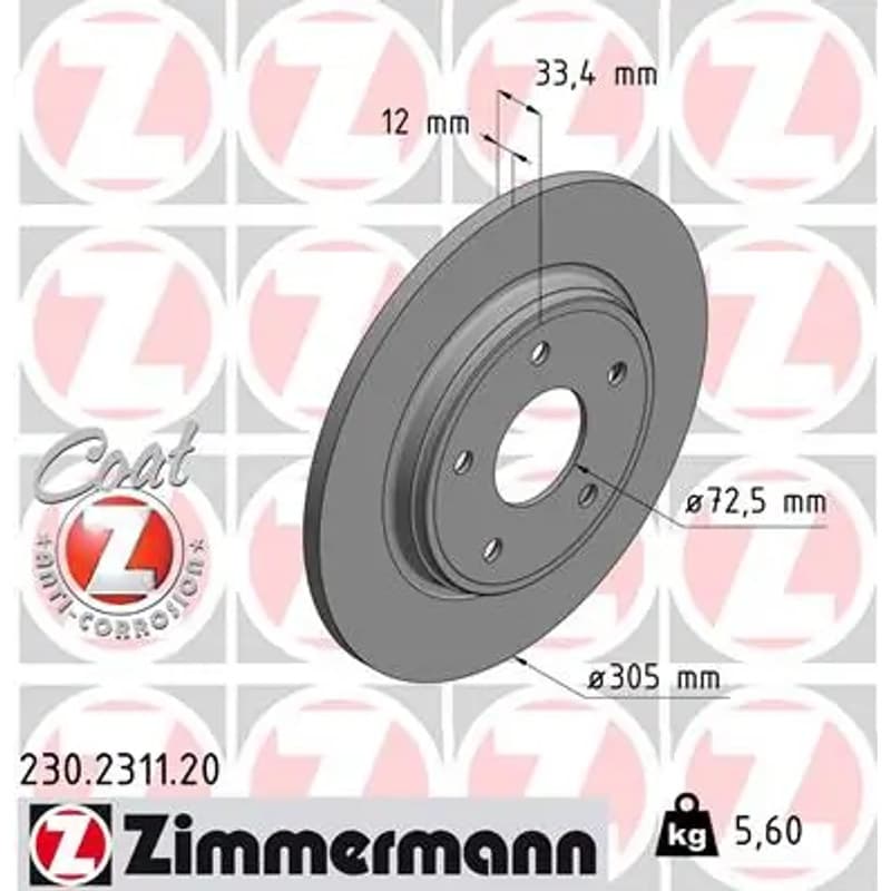 ZIMMERMANN stabdžių diskas 230-2311-20