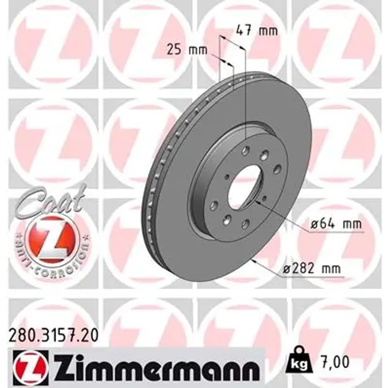 ZIMMERMANN stabdžių diskas 280-3157-20