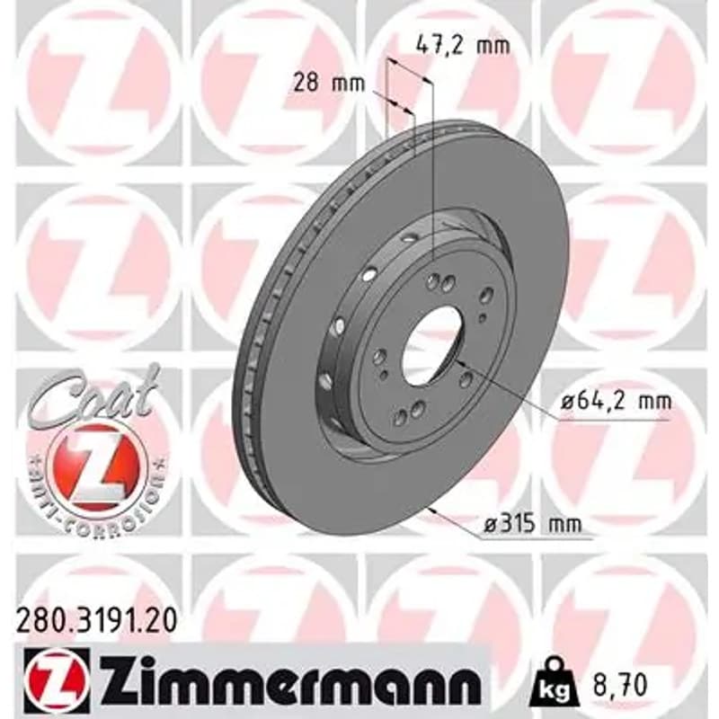 ZIMMERMANN stabdžių diskas 280-3191-20