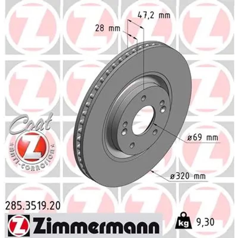 ZIMMERMANN stabdžių diskas 285-3519-20
