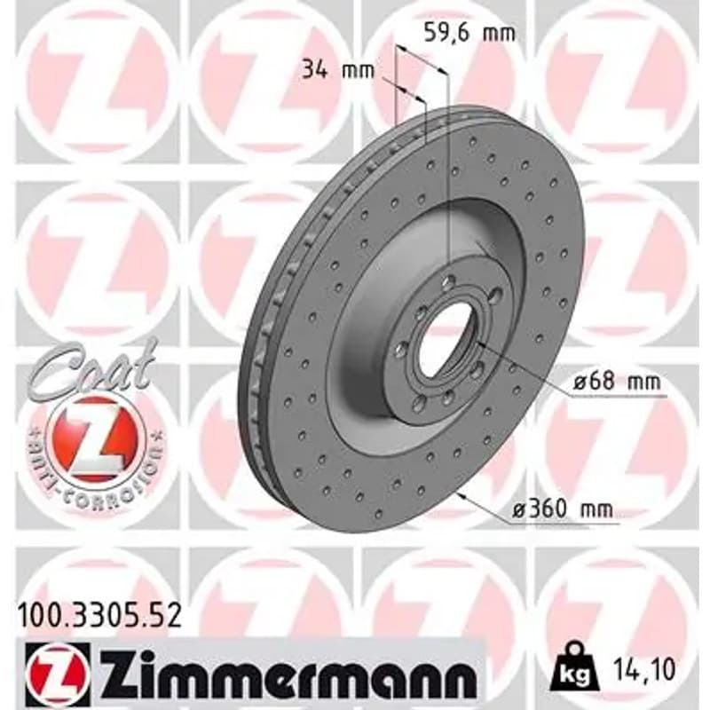 ZIMMERMANN stabdžių diskas 100-3305-52