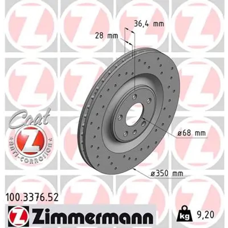 ZIMMERMANN stabdžių diskas 100-3376-52