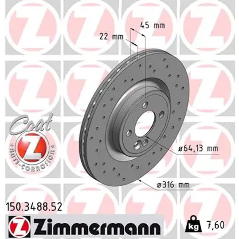 ZIMMERMANN stabdžių diskas 150-3488-52