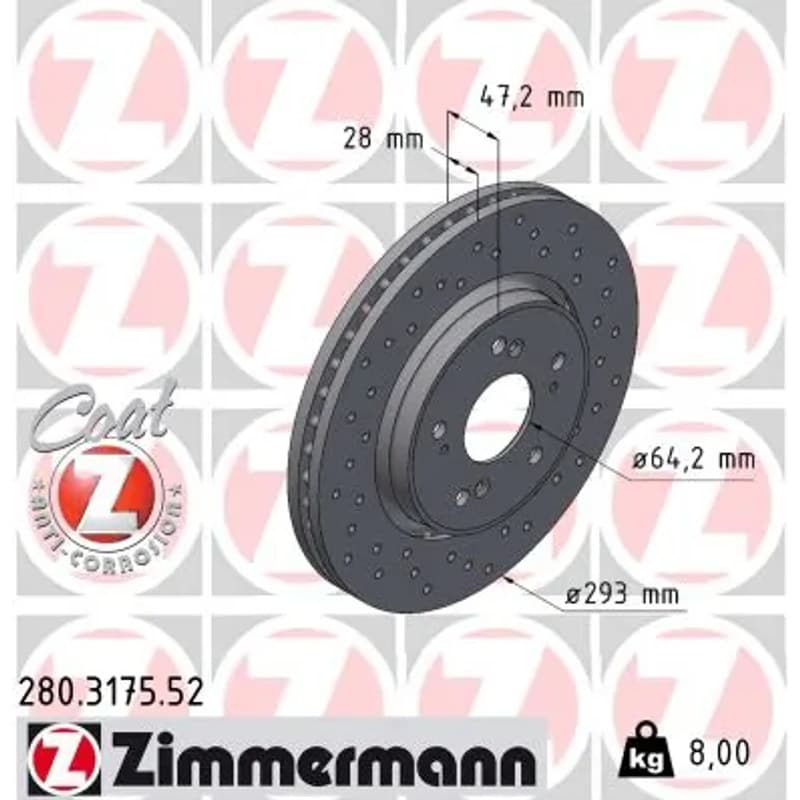 ZIMMERMANN stabdžių diskas 280-3175-52