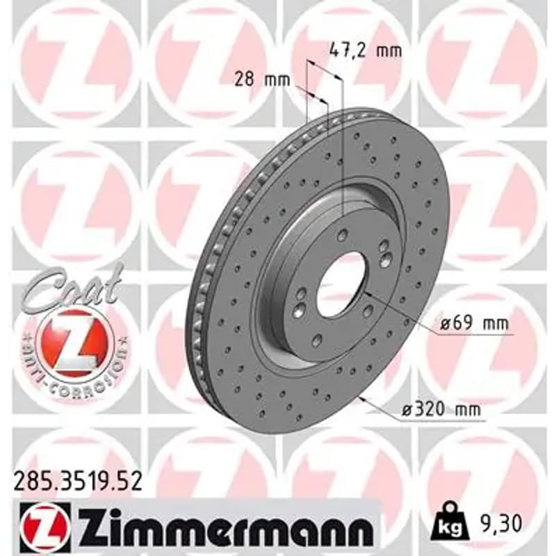 ZIMMERMANN stabdžių diskas 285-3519-52