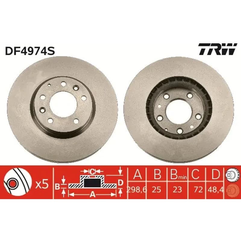 TRW stabdžių diskas DF4974S