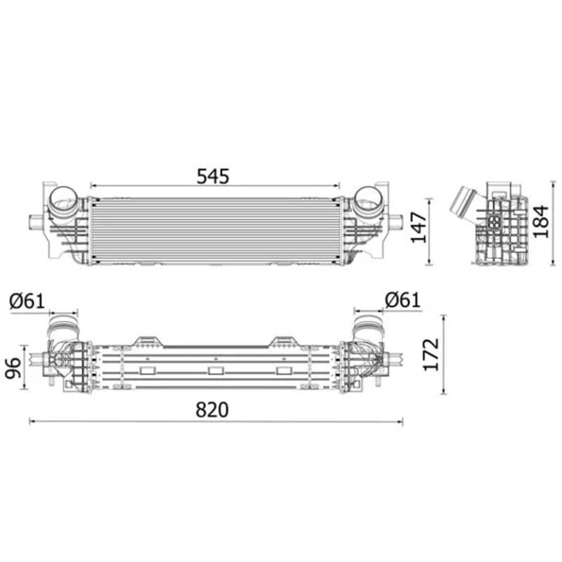 MAHLE CI 660 000P tarpinis suslėgto oro aušintuvas, kompresorius CI660000P MAHLE