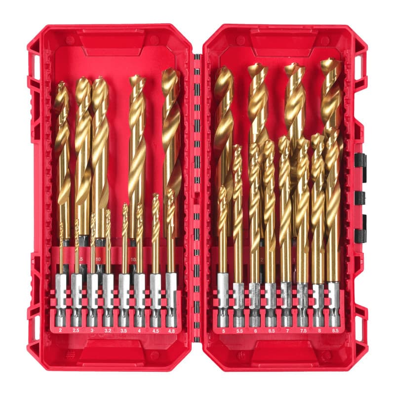 MILWAUKEE RED HEX - SHOCKWAVE™ HSS-TiN metalo grąžtai – Shockwave HSS-G Tin Red Hex Set – 4932500420 MILWAUKEE