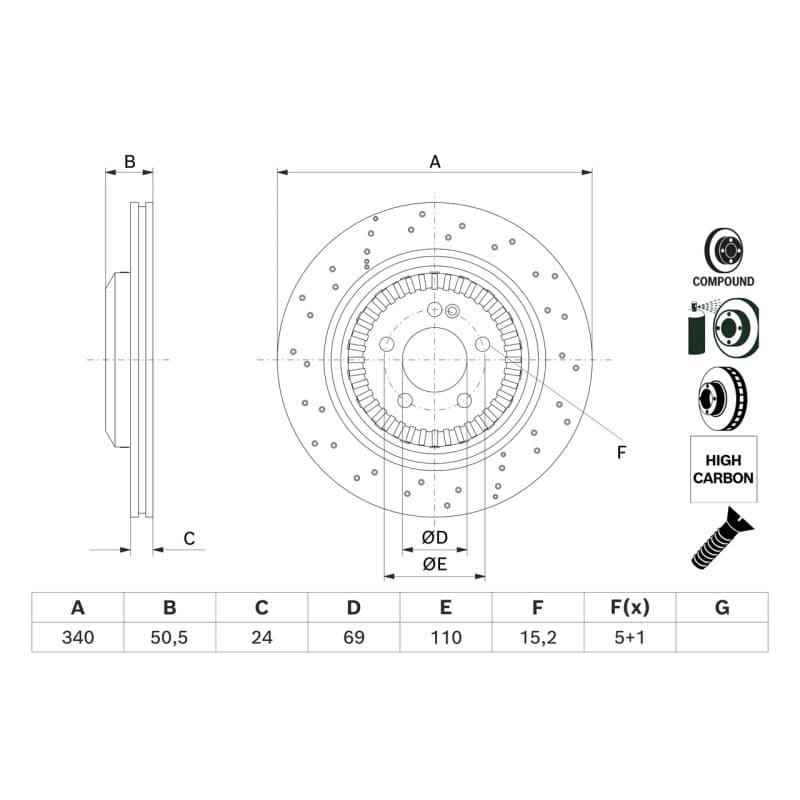 BOSCH 0 986 479 H40 stabdžių diskas