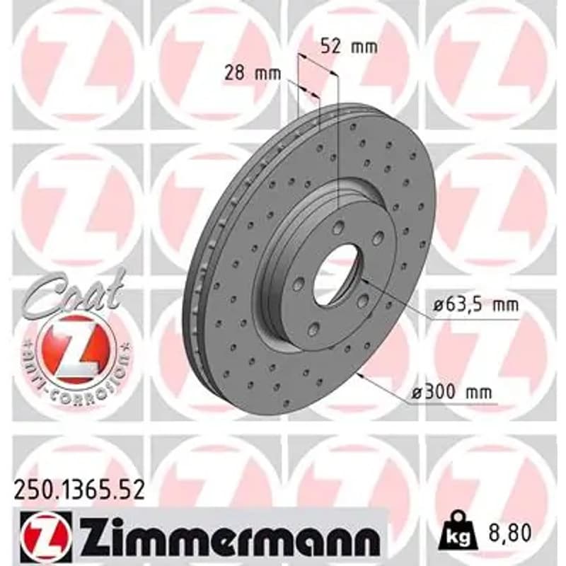 ZIMMERMANN stabdžių diskas 250.1365.52