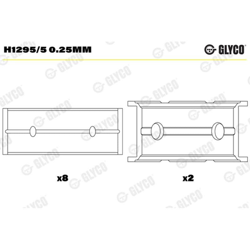 GLYCO pagrindiniai guoliai, alkūninis velenas H1295/5 0.25MM